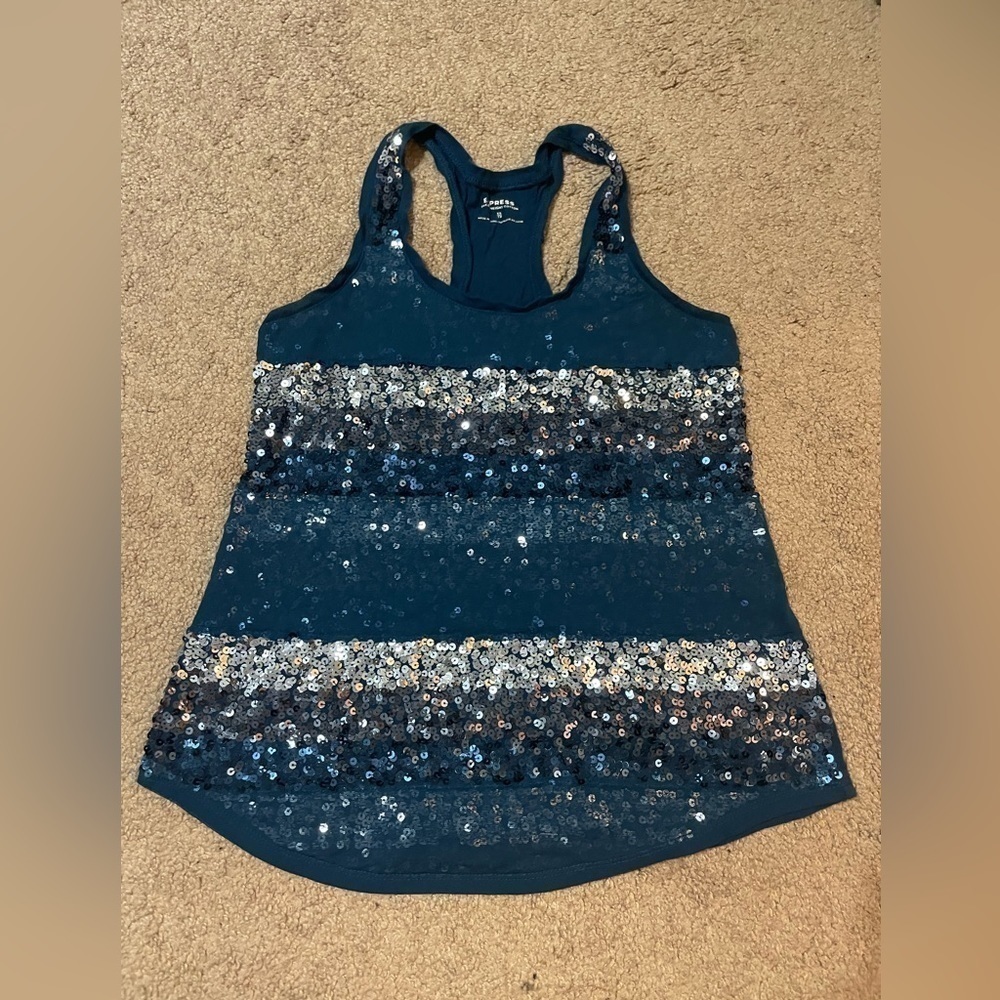 Express Dark blue sequin tank top size XS